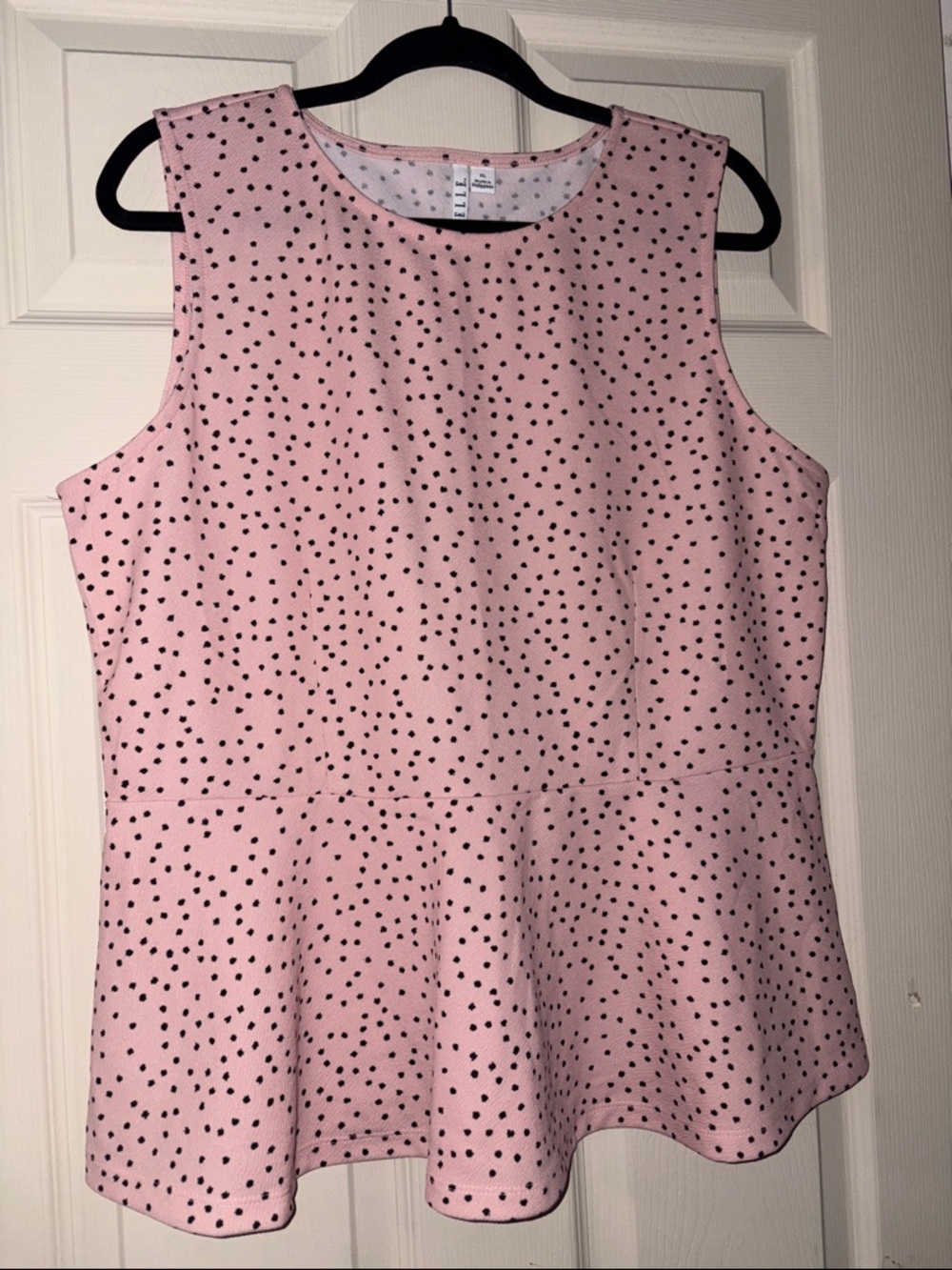 Elle Pink Polka Dot Sleeveless Peplum Tank